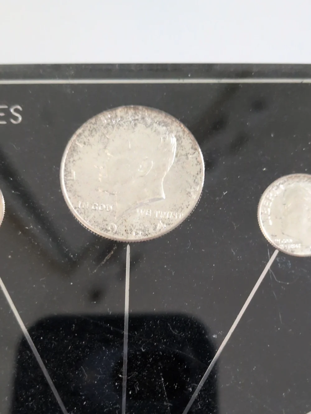silver coinage clock 2 uncirulated kennedy halves, 8 dimes, 2 quarters, 1964